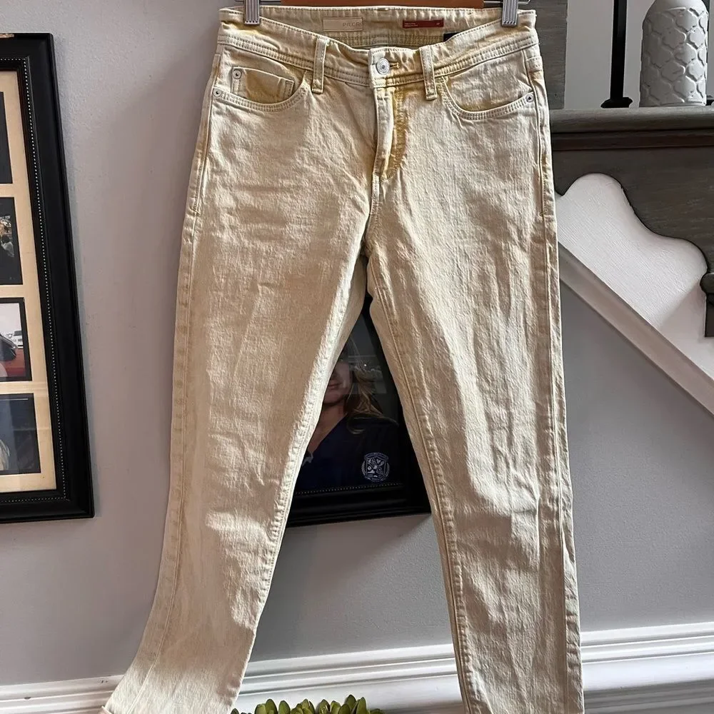 Pilcro Anthropologie Sun Washed Mustard Slim Boyfriend Jeans sz  25 - Picture 4 of 7